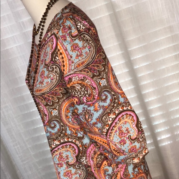 Colorful Paisley, 3/4 Sleeve - Mid Dress - Picture 2 of 2